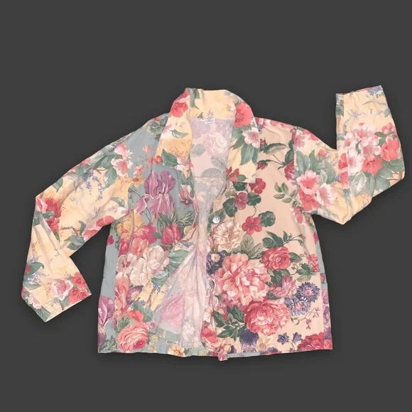 b l o o m :: Vintage Floral Cottagecore Slouchy Canvas Jacket - Picture 5 of 14